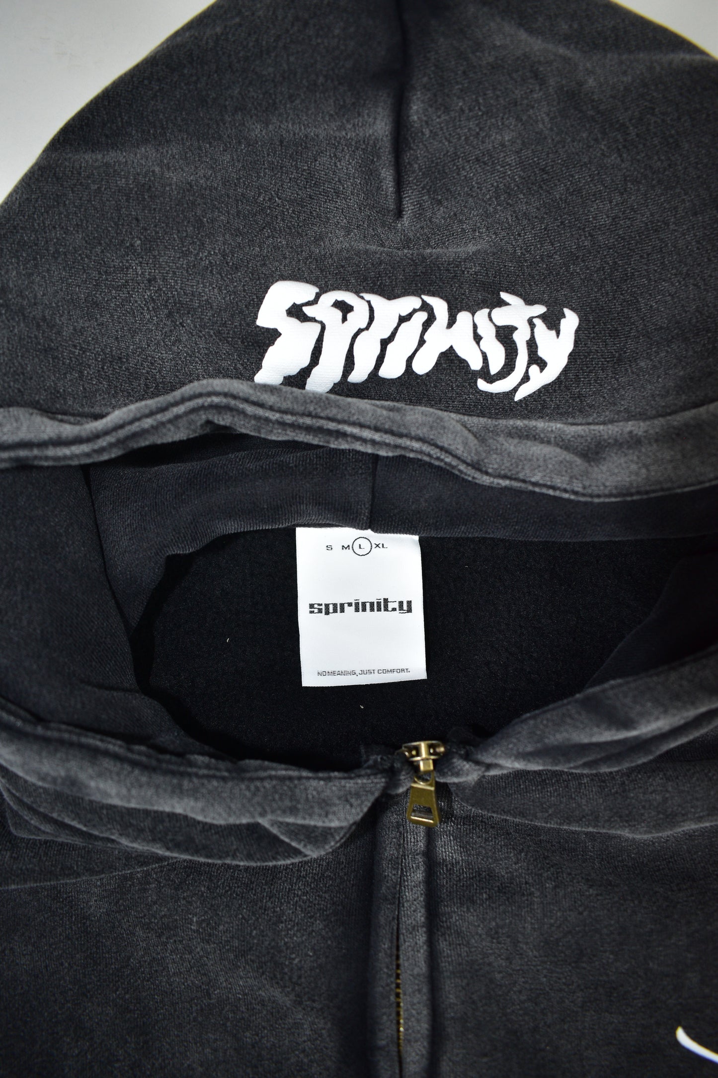 washed black zip-up hoodie