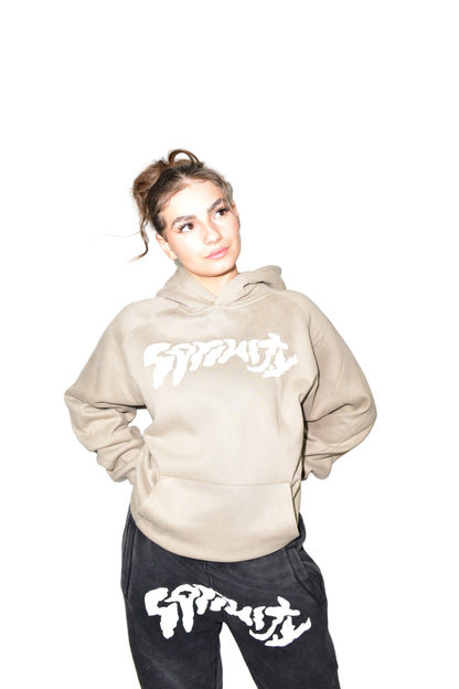 khaki 3D-logo hoodie