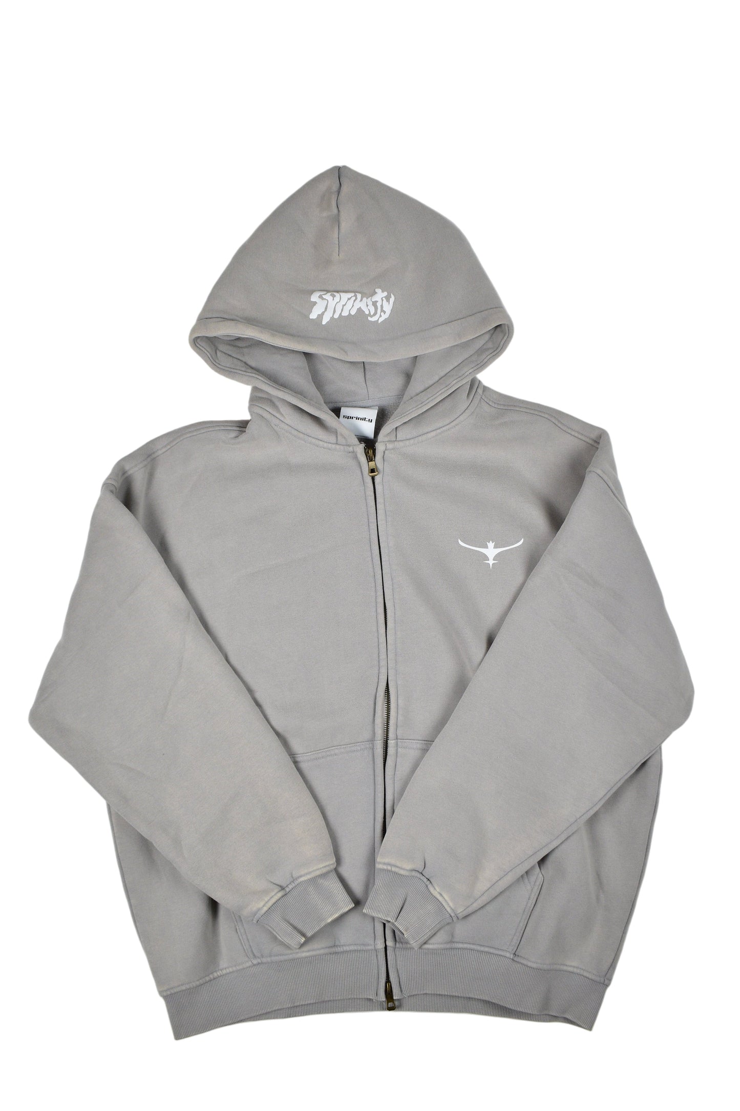washed grey zip-up hoodie