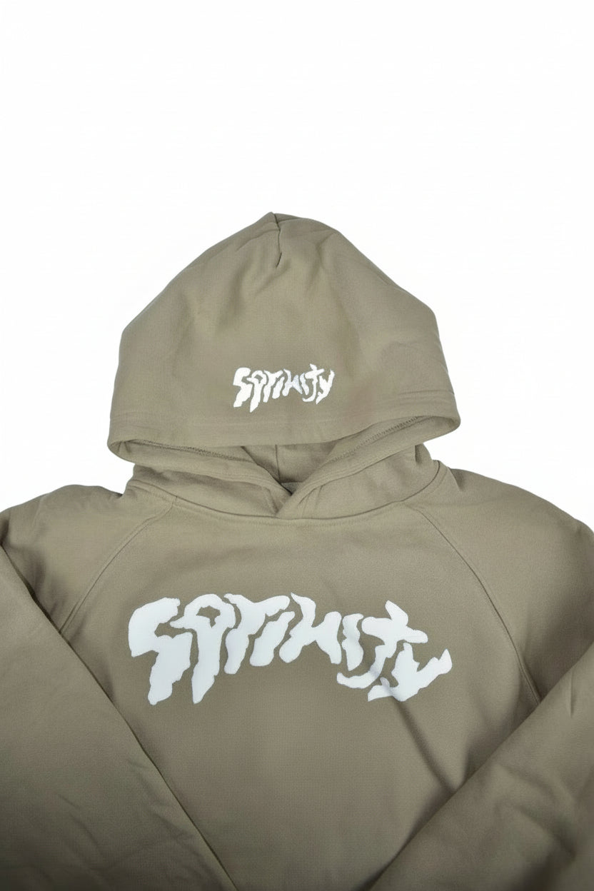 khaki 3D-logo hoodie