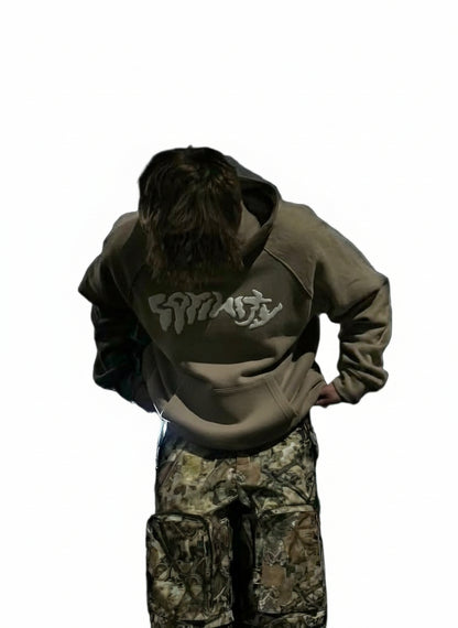 khaki 3D-logo hoodie