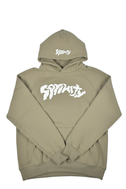 Khaki hoodie with puff 3d logo 